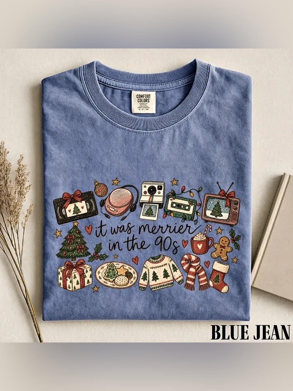 It Was Merrier In The 90s Shirt, Retro Christmas Nostalgia Graphic Tee